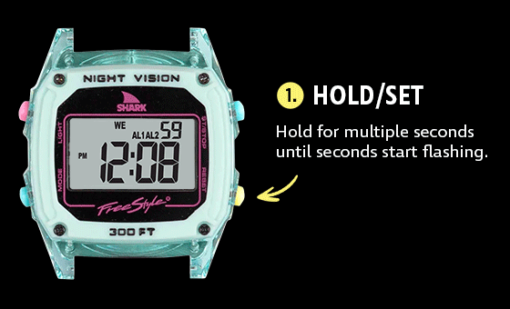 How to set a Freestyle Shark watch step 1