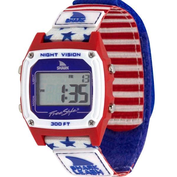 Freestyle Caroline Marks Signature Shark Classic Leash Surfin USA features a rectangular display and a Surfin USA themed band.