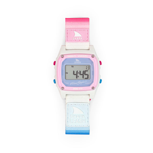Freestyle Caroline Marks Signature Shark Classic Leash Daydream digital watch with ombre strap displays digits on its face.