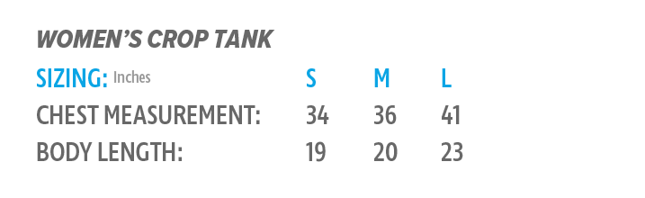 Women's Crop Tank Size Guide